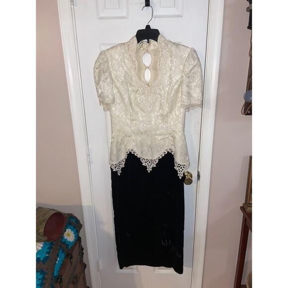 Vintage Scott McClintock Formal Black & White Dress Sz 10 EUC - Picture 3 of 5